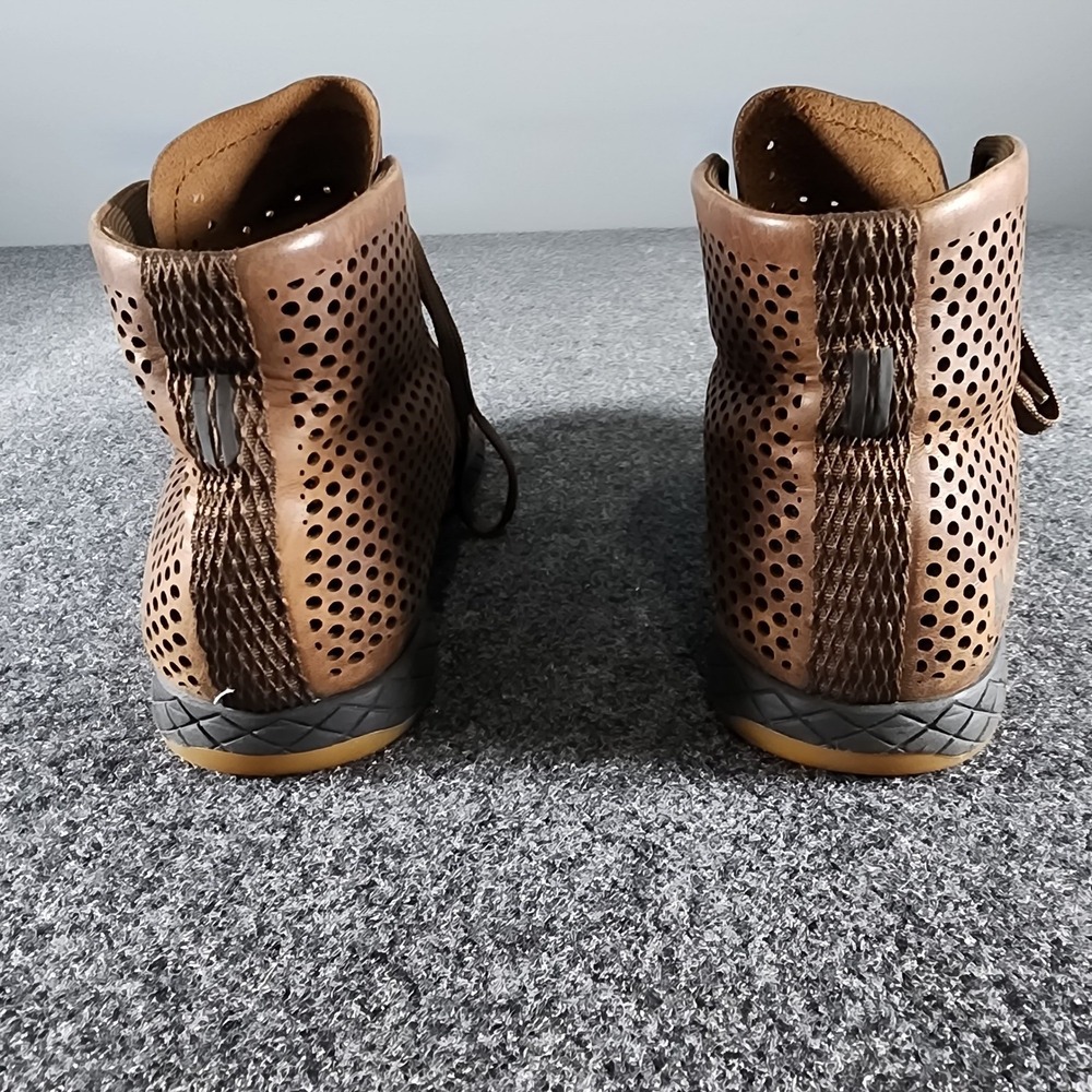 NOBULL High-Top Perforated Leather Trainers Brown Gum‎ Sole Womens 7.5 - Picture 4 of 7